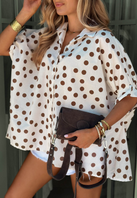 Baumwollhemd mit Polka-Dots Hello Bellissima Wei&szlig;