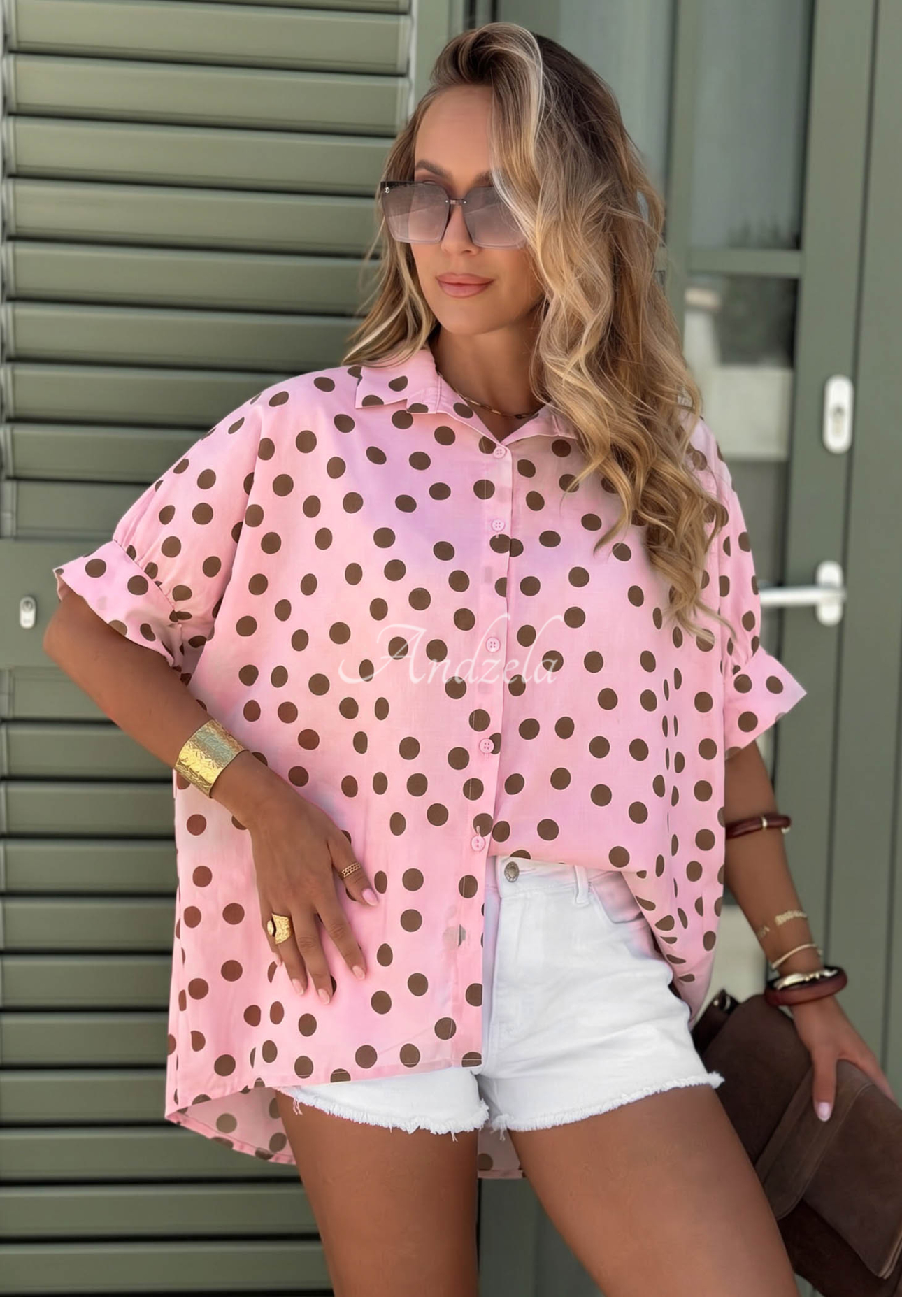 Baumwollhemd mit Polka-Dots Hello Bellissima Rosa