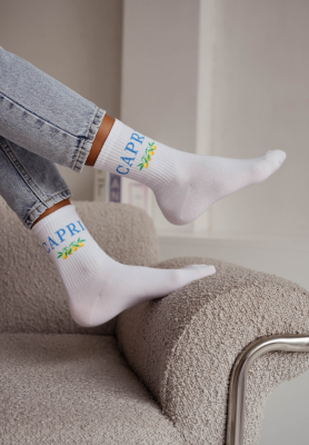 Lange Socken Capri Wei&szlig;