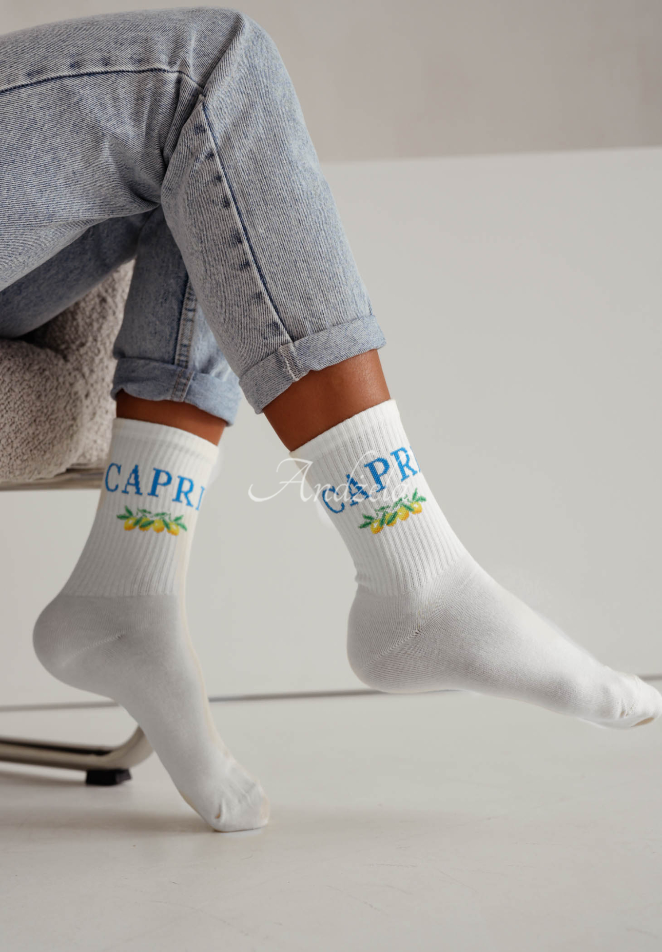 Lange Socken Capri Weiß