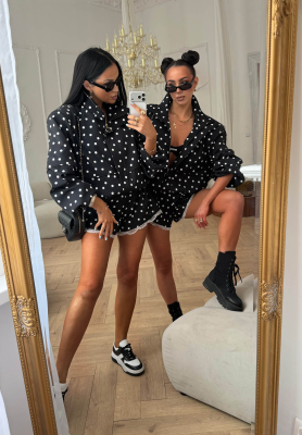 Bomberjacke aus Viskose mit Polka-Dots La Milla Dot Romance schwarz