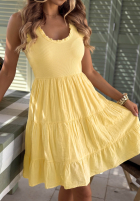 Kleid midi z falbankami Here I Am Beige