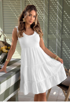 Kleid midi z falbankami Here I Am Beige