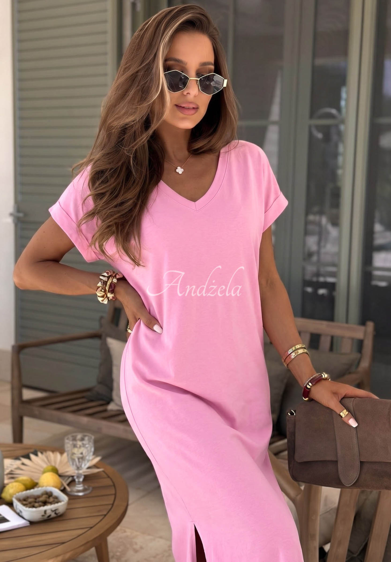 Kleid mit Ausschnitt Your Own Life Rosa
