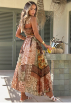 Wzorzysta Kleid midi na ramiączkach z paskiem Dolce Sunset Schokoladenbraun