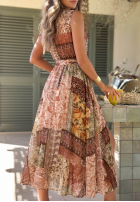 Wzorzysta Kleid midi na ramiączkach z paskiem Dolce Sunset Schokoladenbraun