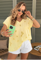 Ażurowy T-Shirt z dekoltem Sol Riviera Mokkafarben