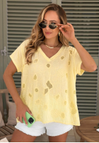 Ażurowy T-Shirt z dekoltem Sol Riviera Mokkafarben