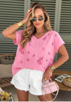 Ażurowy T-Shirt z dekoltem Sol Riviera Mokkafarben