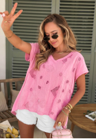 Ażurowy T-Shirt z dekoltem Sol Riviera Mokkafarben