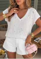 Ażurowy T-Shirt z dekoltem Sol Riviera Mokkafarben