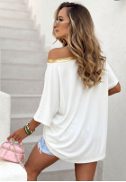 T-Shirt z panterkowym nadrukiem Amour Weiß