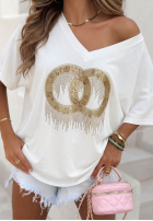 T-Shirt oversize z ozdobną aplikacją Love This Day Weiß