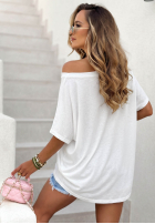 T-Shirt oversize z ozdobną aplikacją Love This Day Weiß