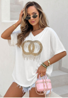 T-Shirt oversize z ozdobną aplikacją Love This Day Weiß