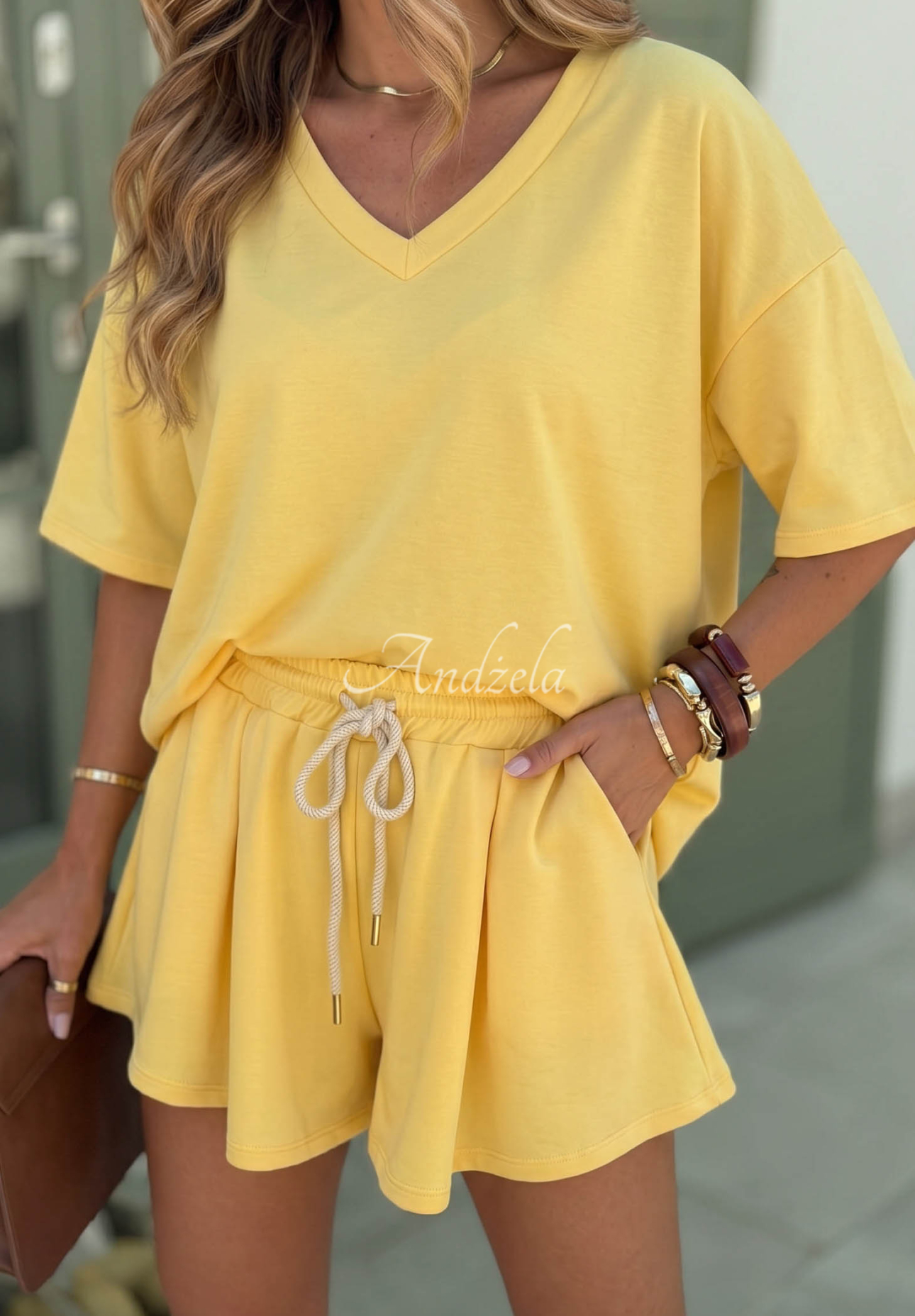 Viskose-Trainingsanzug T-Shirt und Shorts Willy Gelb