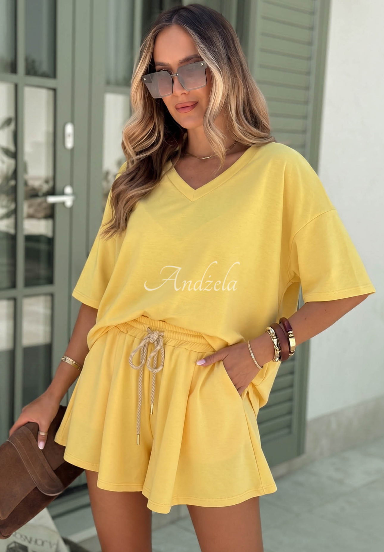 Viskose-Trainingsanzug T-Shirt und Shorts Willy Gelb