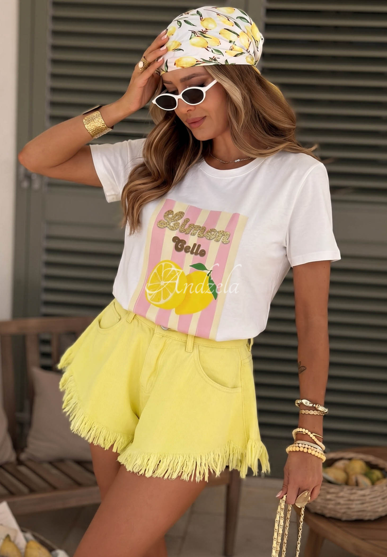 Baumwoll-T-Shirt mit Streifenmuster Limon Gelato weiß-Rosa