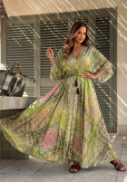 Wzorzysta Kleid maxi z szerokimi rękawami Summer Doll Pistaziengrün