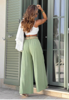 Material Hose wide leg z paskiem Summer Aura Pistaziengrün