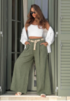Material Hose wide leg z paskiem Summer Aura Pistaziengrün
