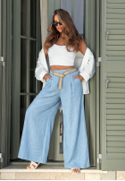 Material Hose wide leg z paskiem Summer Aura Pistaziengrün