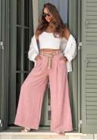 Material Hose wide leg z paskiem Summer Aura Pistaziengrün