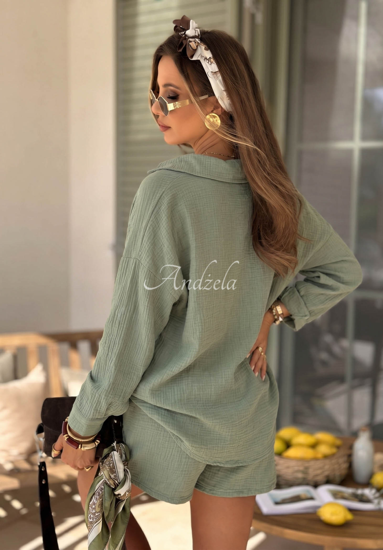 Musselinhemd Elisabetta khaki
