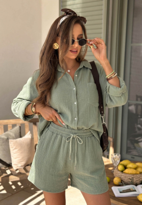 Musselinhemd Elisabetta khaki