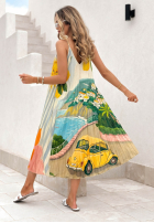 Plisowana Kleid midi Mit Muster Italian Coast Himmelblau