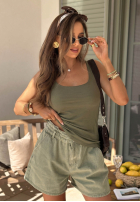 Wiskozowy top z dekoltem All Coming Back Khaki