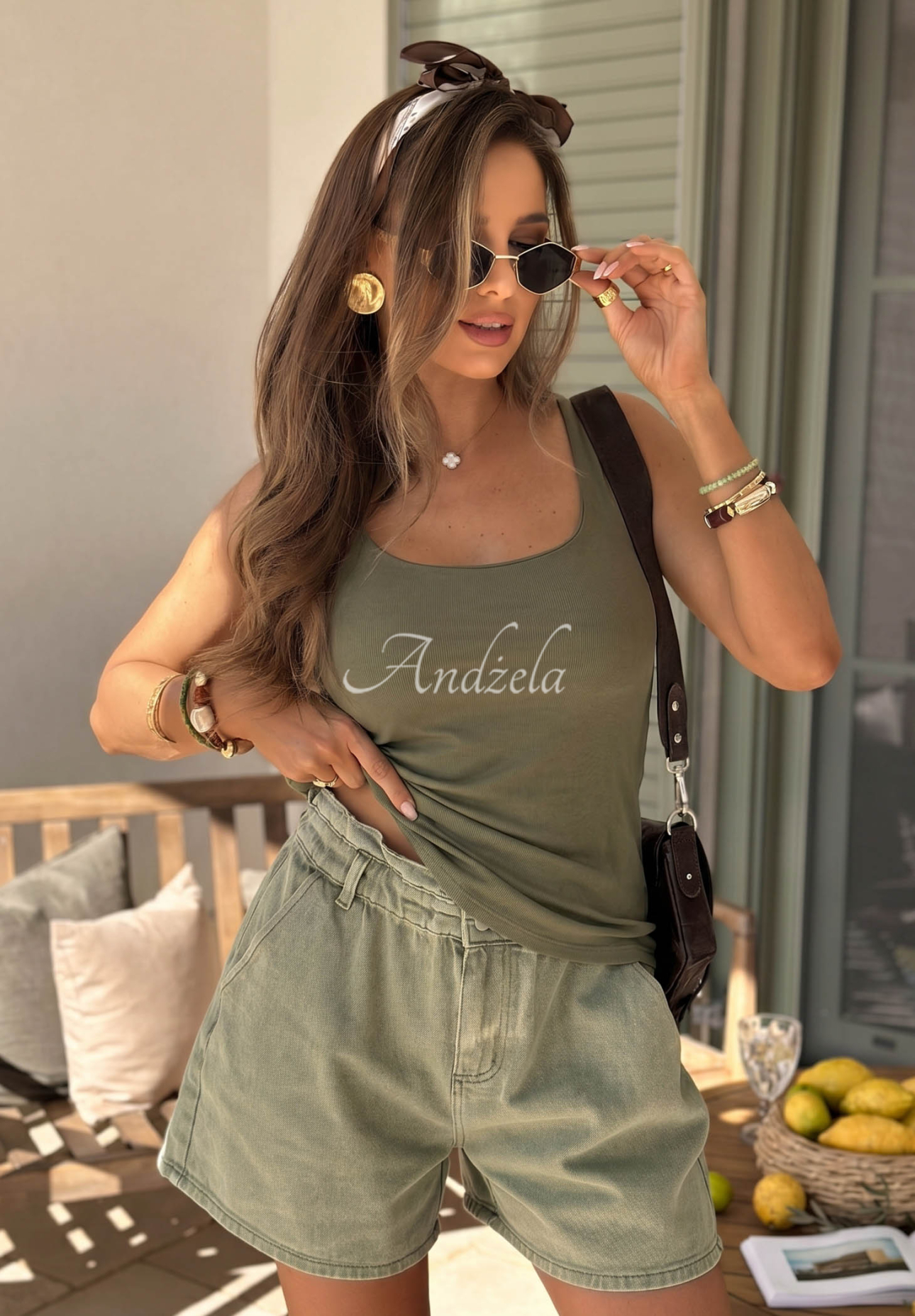 Top mit Ausschnitt All Coming Back Khaki