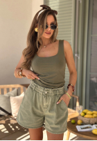 Wiskozowy top z dekoltem All Coming Back Khaki