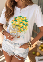 T-Shirt z nadrukiem Lemonfull biało-Gelb