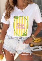 T-Shirt z nadrukiem Ciao Bella biało-Rosa