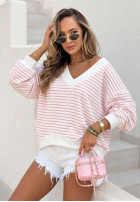 Pullover w paski z dekoltem Naomi biało-Gelb