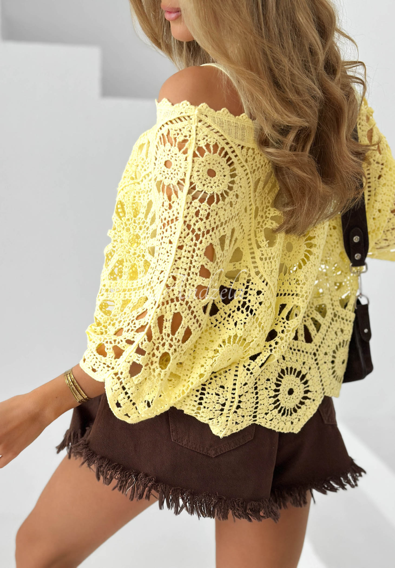 Spitzenbluse aus Baumwolle Dreamy Lace Gelb