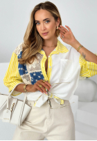 Hemd oversize z haftami i paskami Salina Weiß