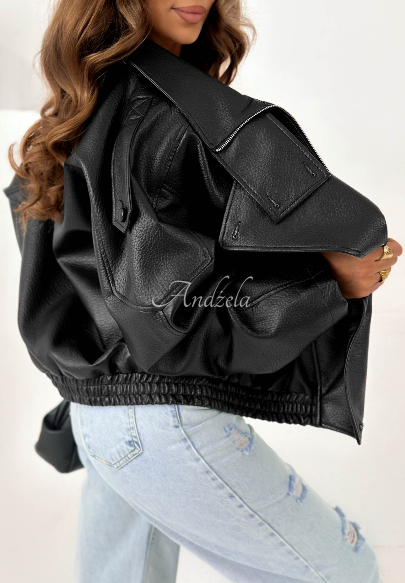 Lederjacke mit Bündchen Amber Mood Schwarz