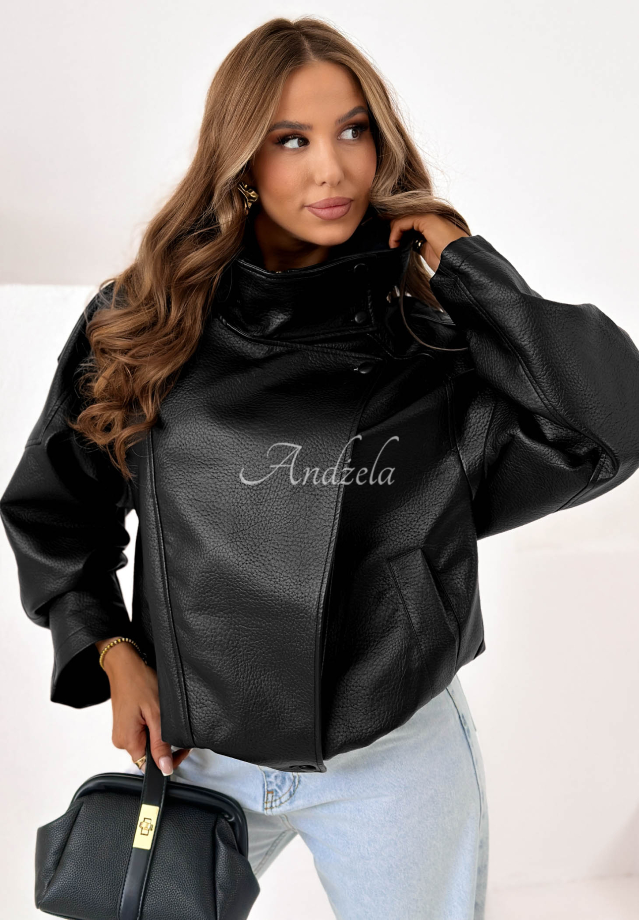 Lederjacke mit Bündchen Amber Mood Schwarz