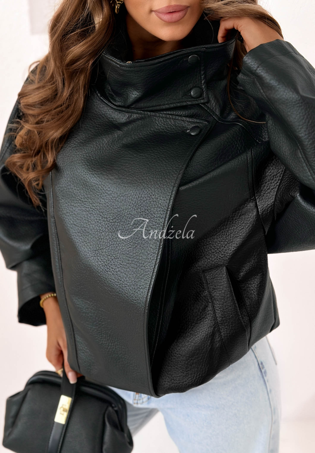 Lederjacke mit Bündchen Amber Mood Schwarz