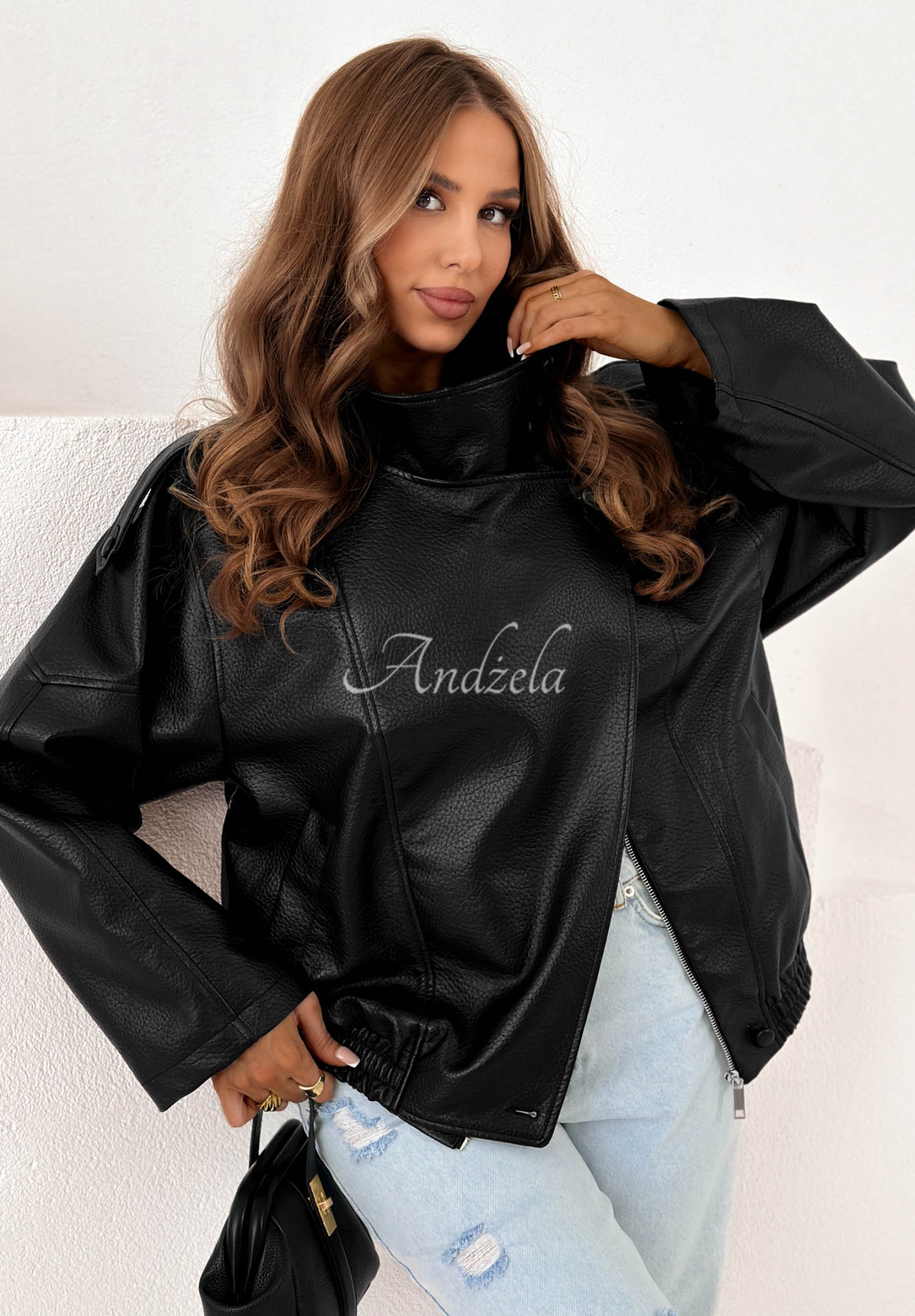 Lederjacke mit Bündchen Amber Mood Schwarz