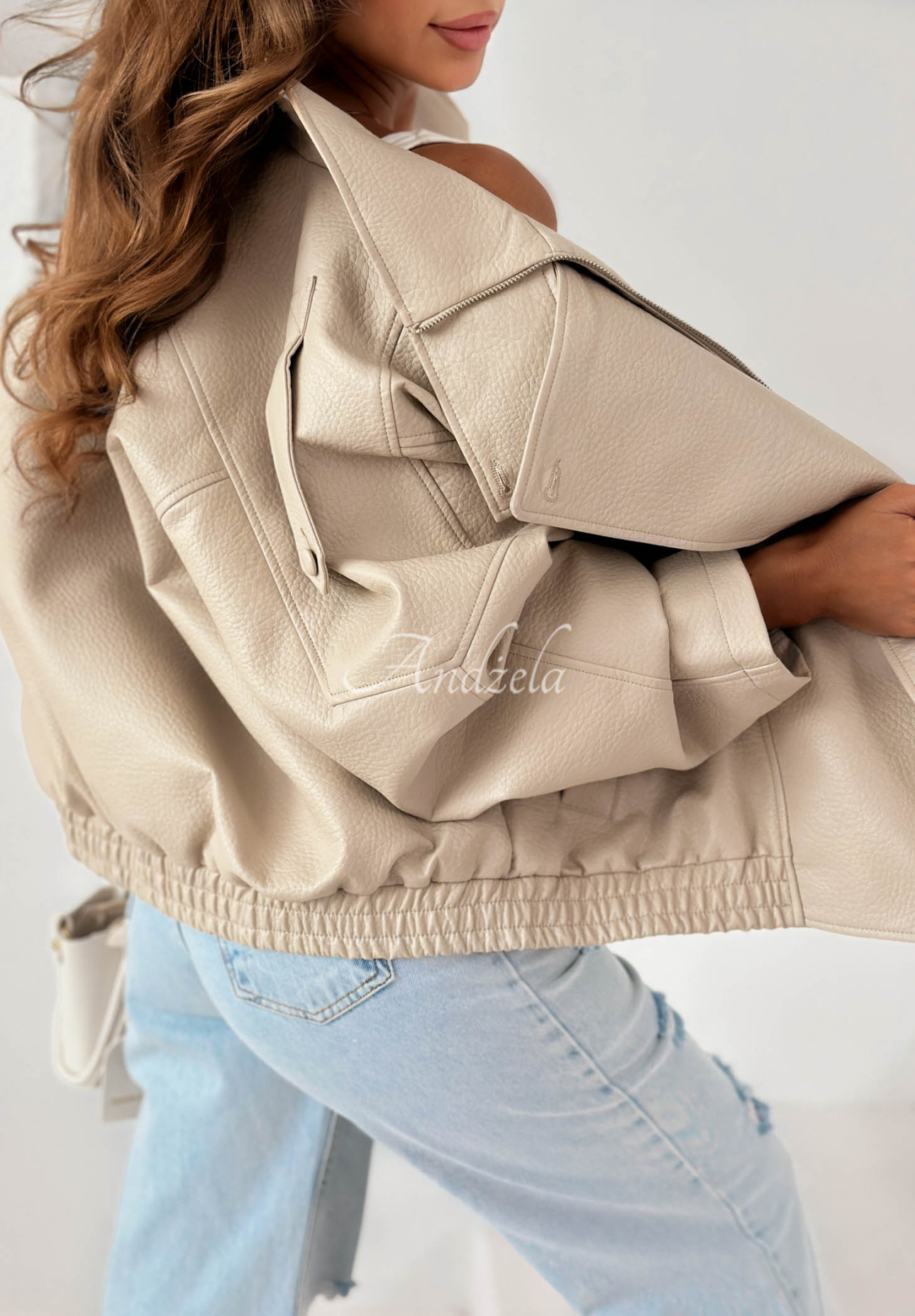 Lederjacke mit Bündchen Amber Mood Beige