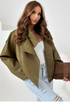 Skórzana  Jacke ze ściągaczem Amber Mood Olivgrün