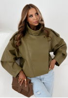 Skórzana  Jacke ze ściągaczem Amber Mood Olivgrün