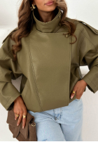 Skórzana  Jacke ze ściągaczem Amber Mood Olivgrün