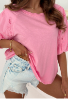 Bluse z ażurowymi bufkami Positano Holiday Weiß