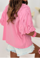 Bluse z ażurowymi bufkami Positano Holiday Weiß