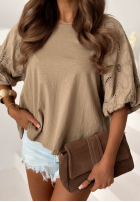 Bluse z ażurowymi bufkami Positano Holiday Weiß