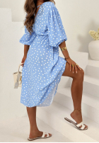 Kleid midi w Punkte Guava Weiß